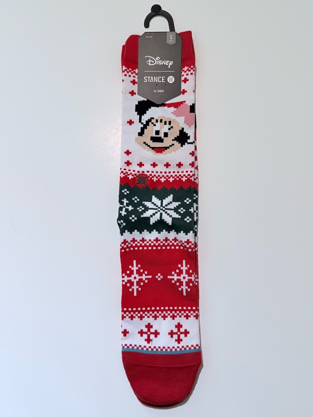 Minnie Mouse Claus Holiday Santa 8bit Christmas Sweater Pattern Crew Socks